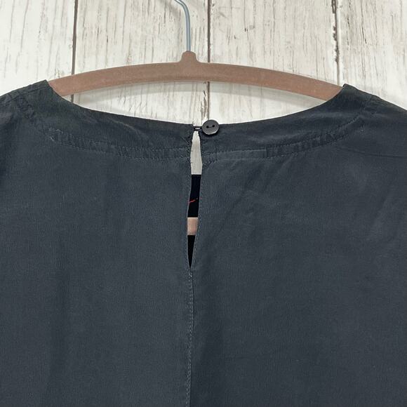 Vintage Black Silk 3/4 Sleeve Rainbow Polka Dot Stones Blouse Shirt Medium - Picture 4 of 9